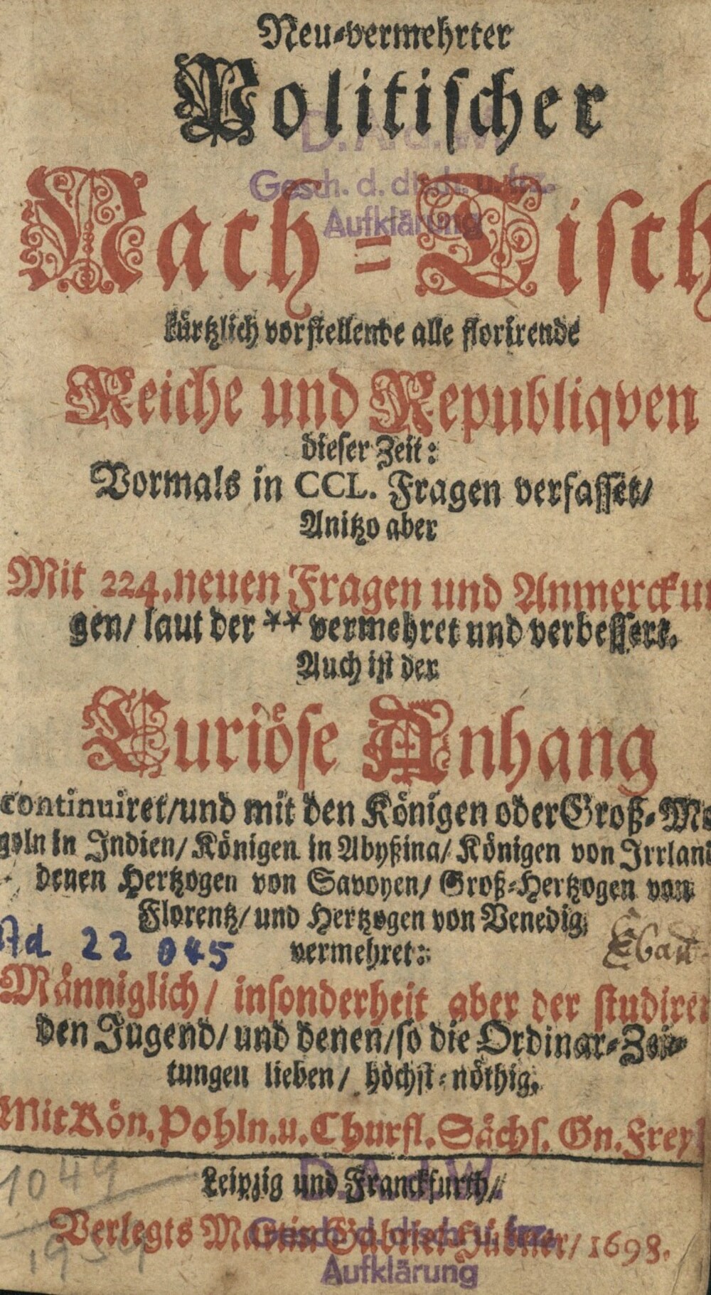 Cover für Neu-vermehrter Politischer Nach-Tisch