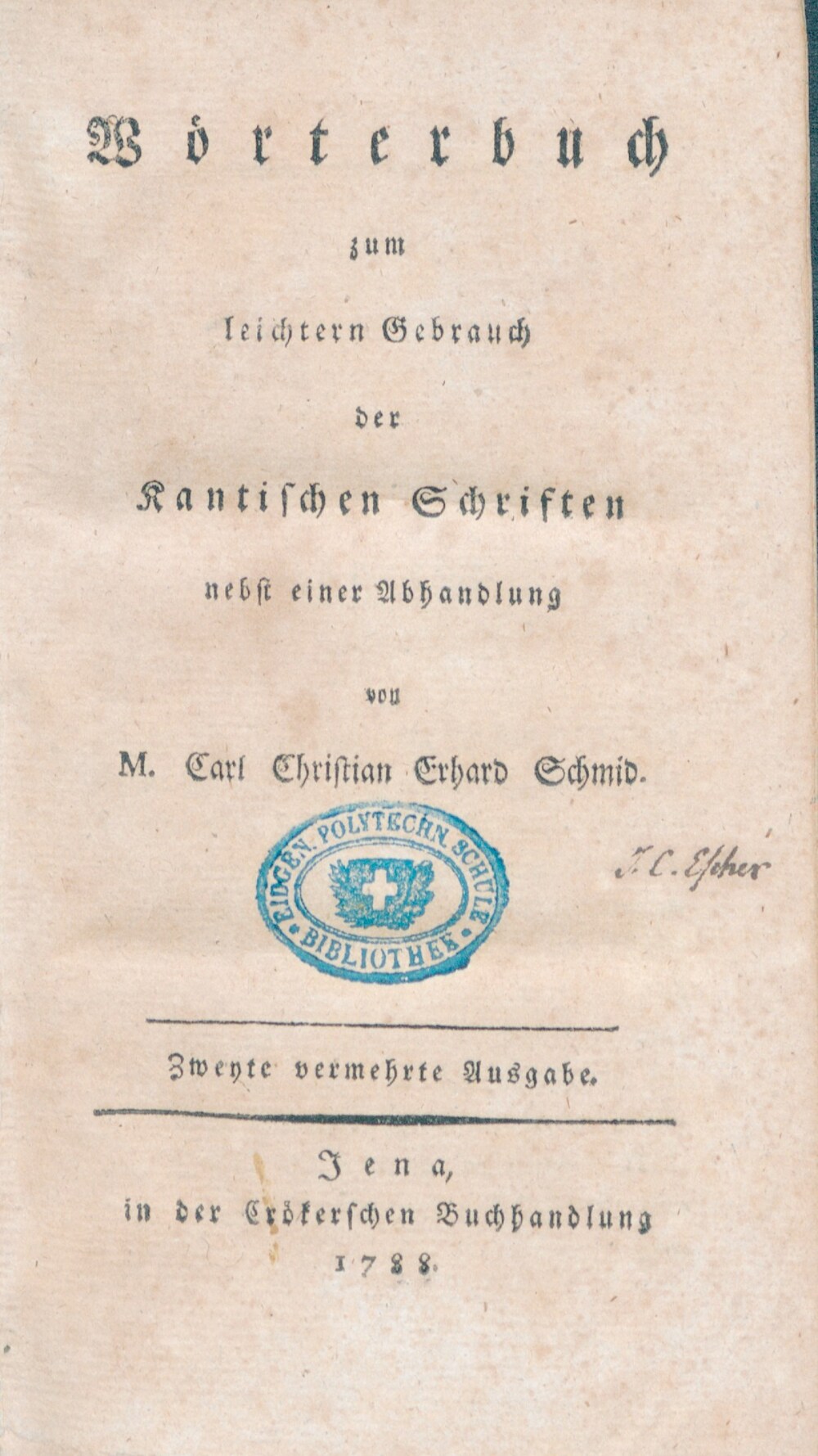 Cover für Wörterbuch zum leichtern Gebrauch der Kantischen Schriften