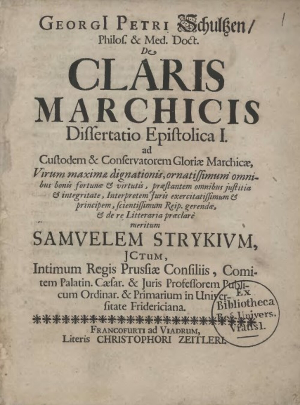 Cover für De claris Marchicis dissertationes