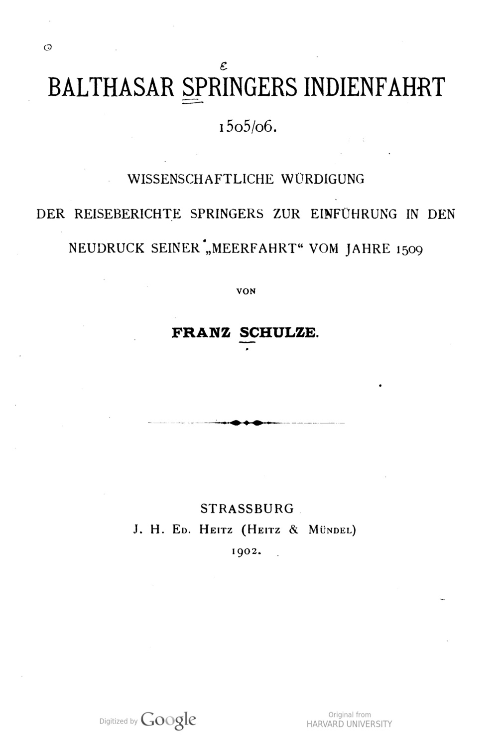 Cover für Balthasar Springers Indienfahrt 1505/06