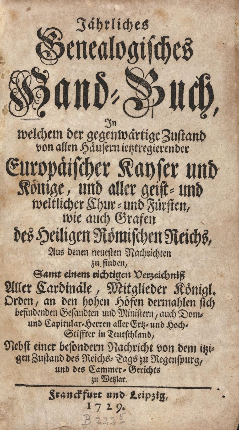 Cover für Jährliches genealogisches Hand-Buch