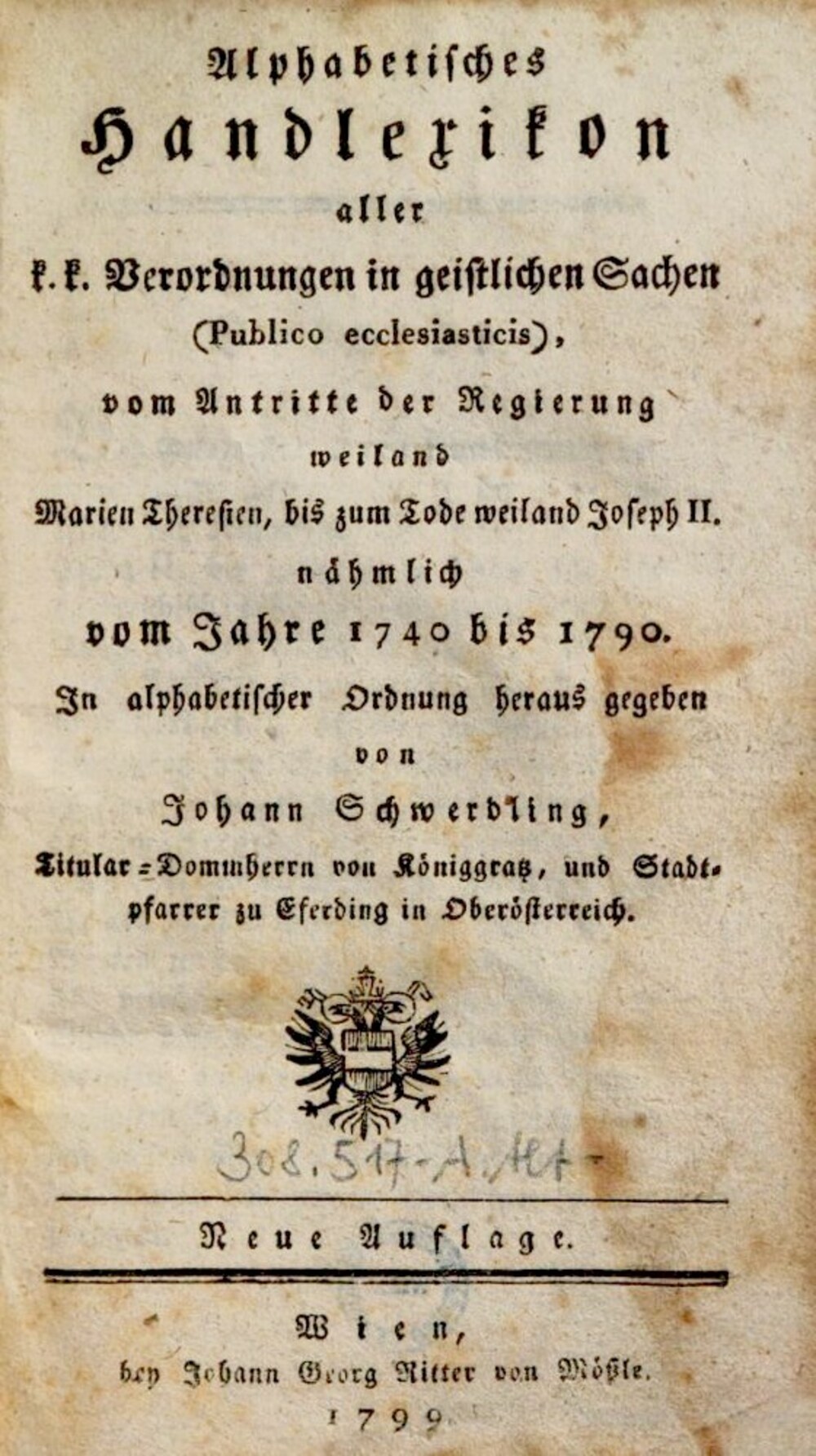 Cover für Alphabetisches Handlexikon aller k.k. Verordnungen in geistlichen Sachen