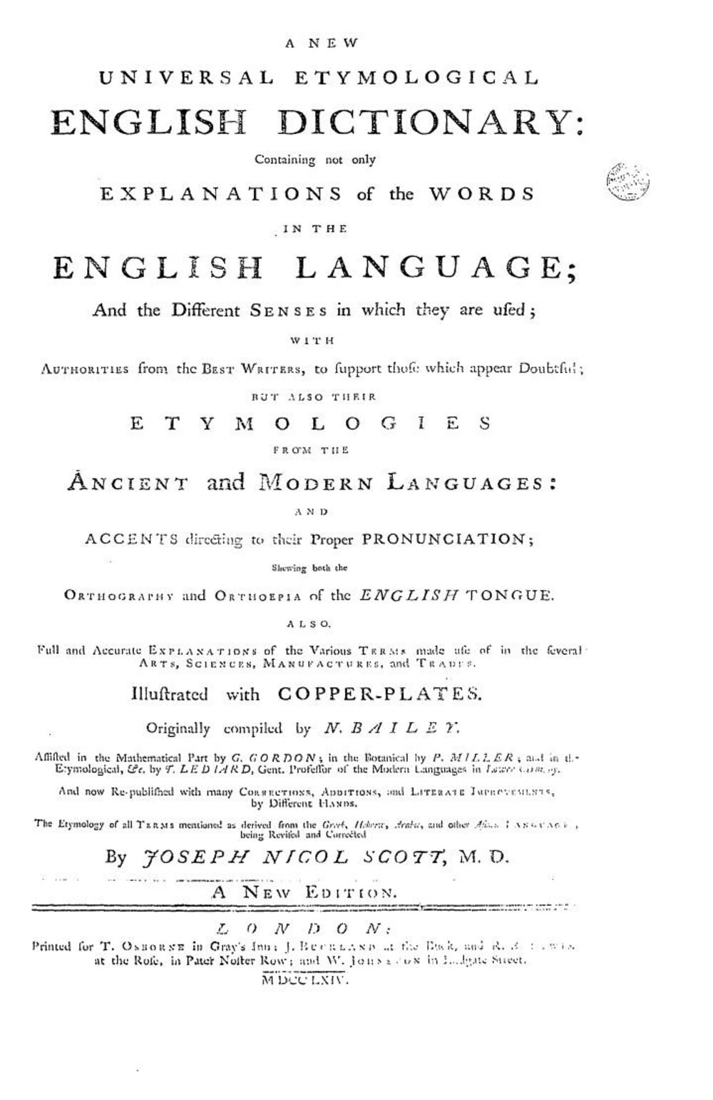 Cover für A new universal etymological dictionary