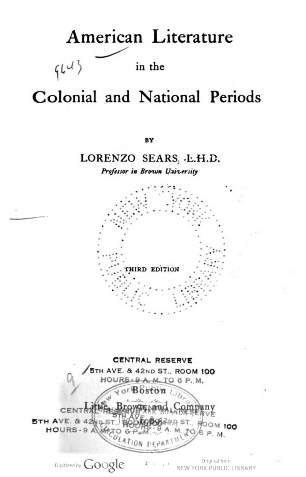 Cover für American literature in the colonial and national periods