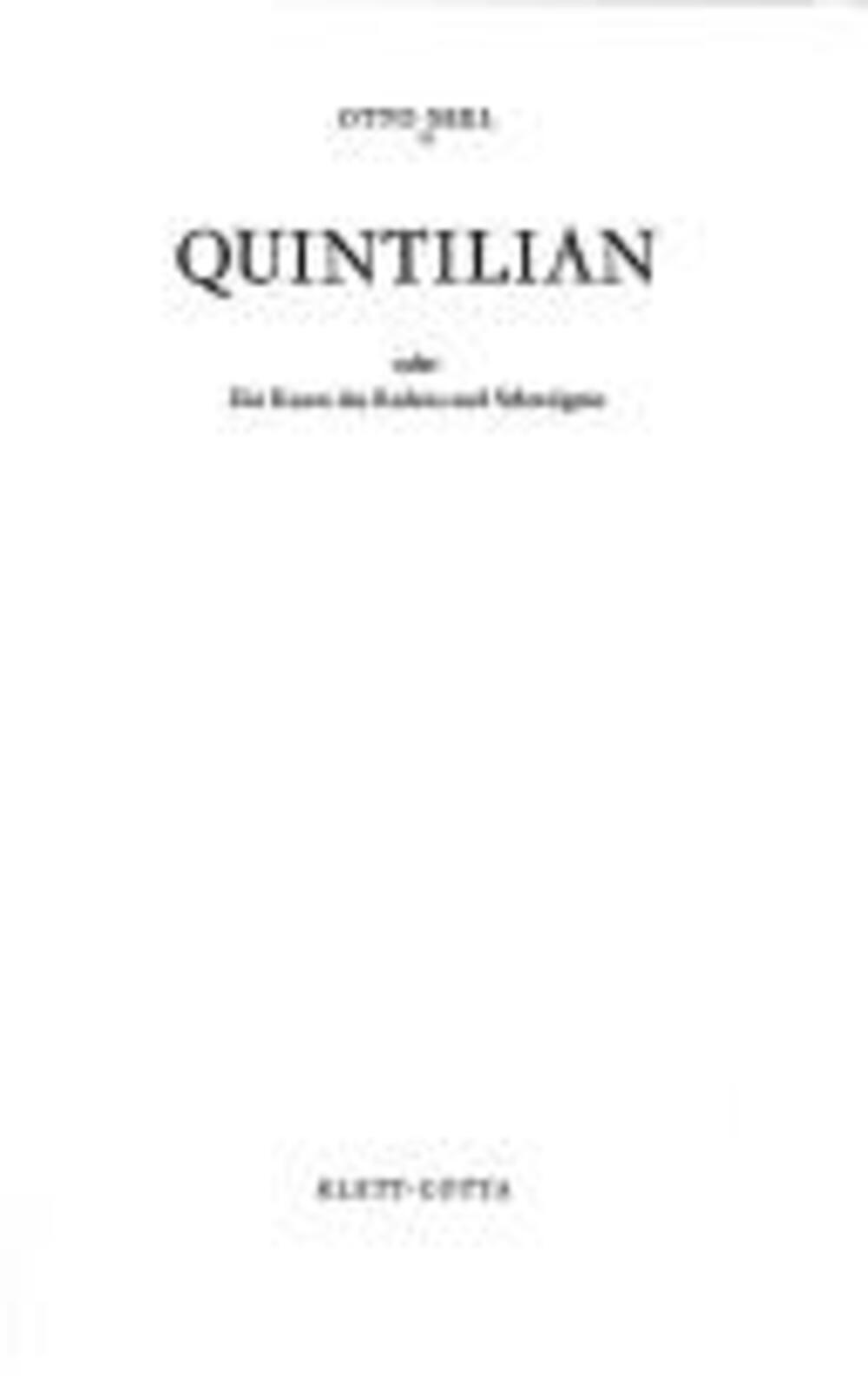 Cover für Quintilian oder Die Kunst des Redens und Schweigens