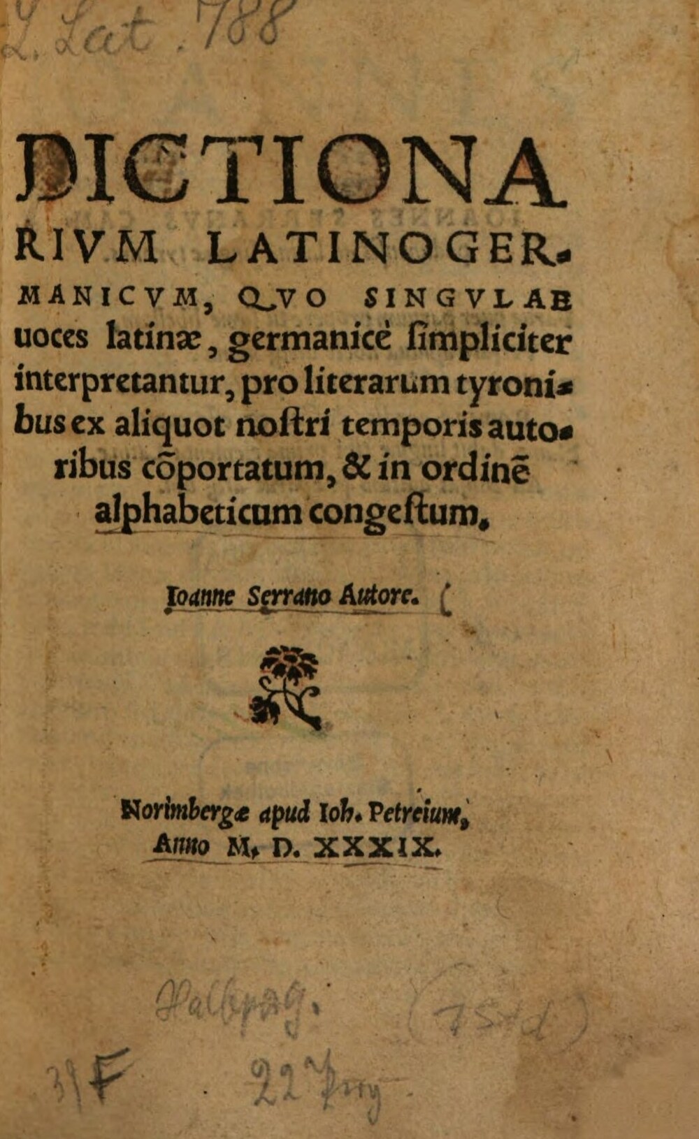 Cover für Dictionarium latinogermanicum