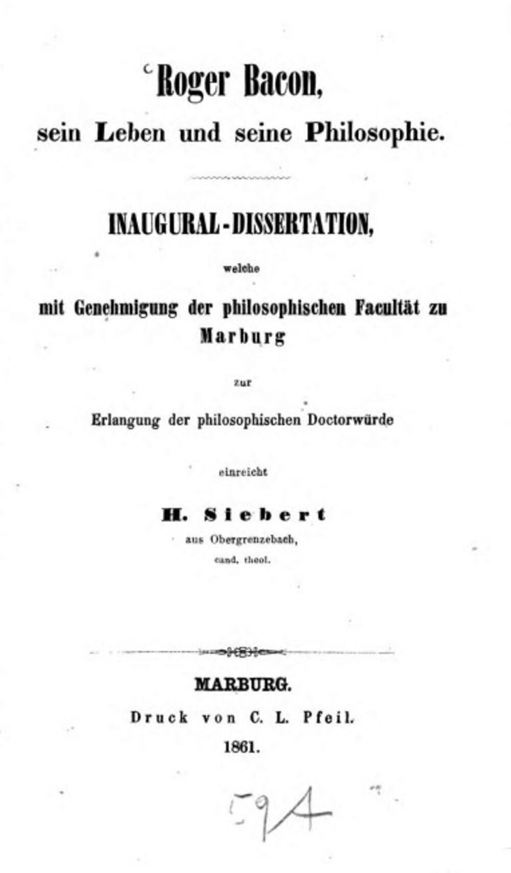 Cover für Roger Bacon, sein Leben und seine Philosophie