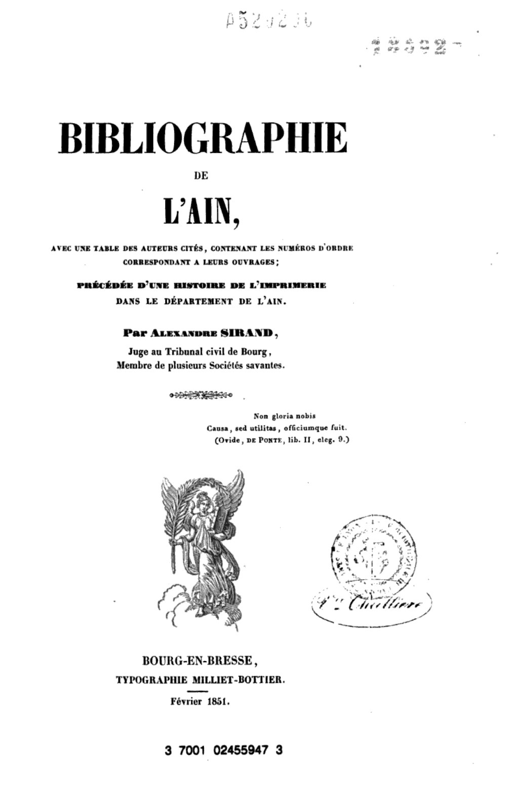 Cover für Bibliographie de l'Ain