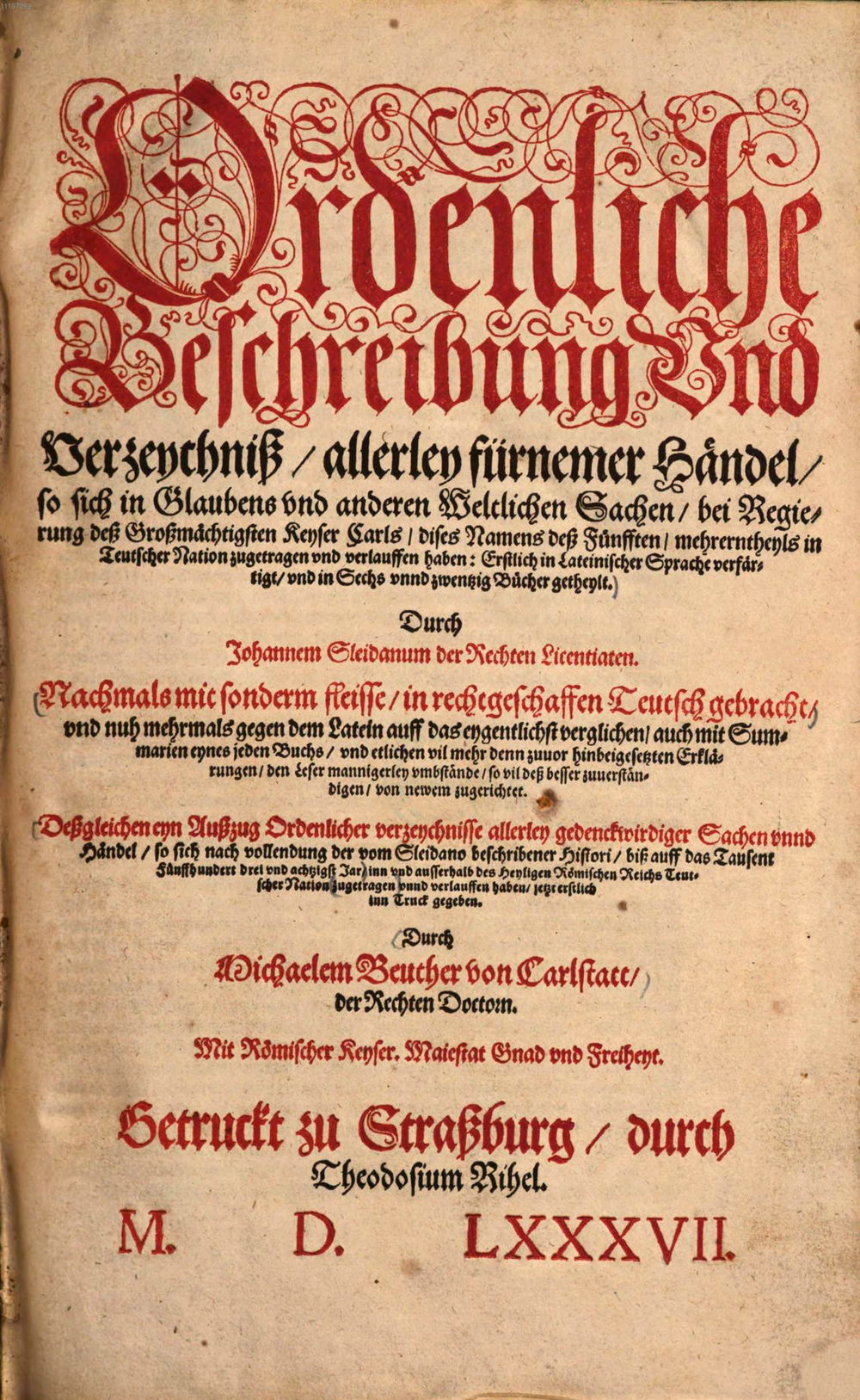 Cover für Ordenliche Beschreibung und Verzeychniß