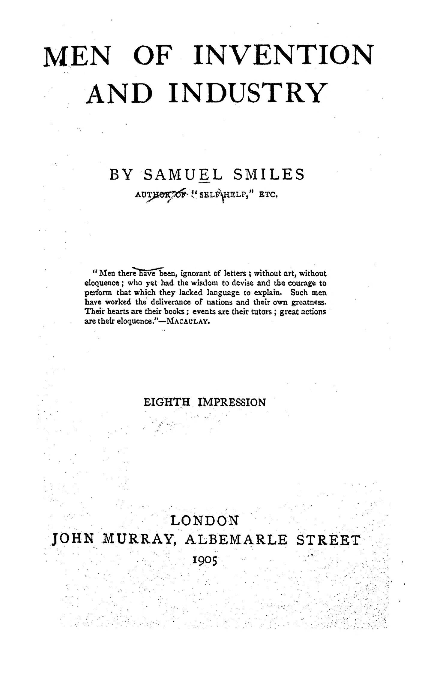 Cover für Men of invention and industry