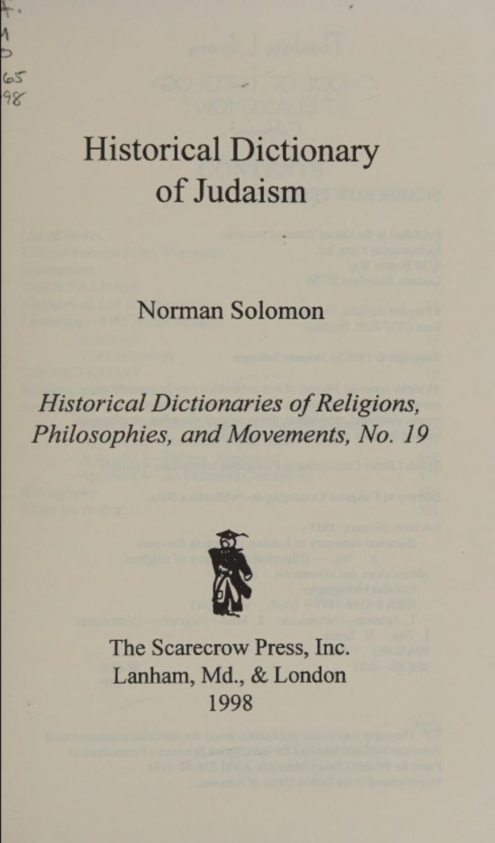 Cover für Historical dictionary of Judaism