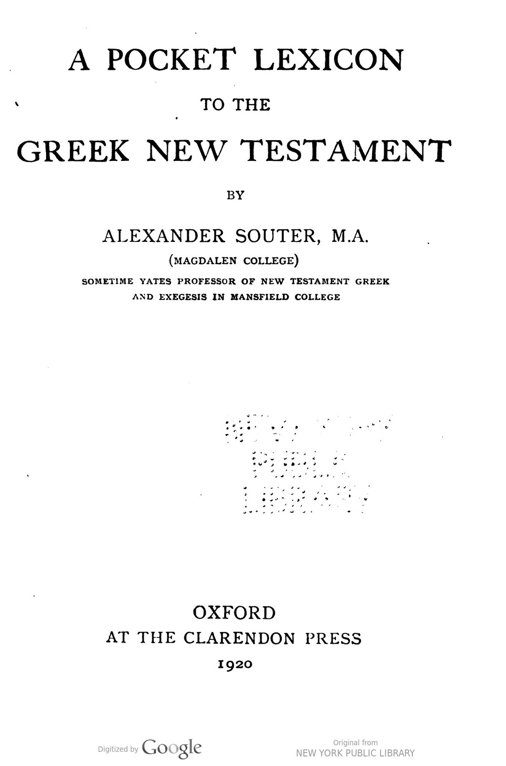 Cover für A pocket lexicon to the Greek New Testament