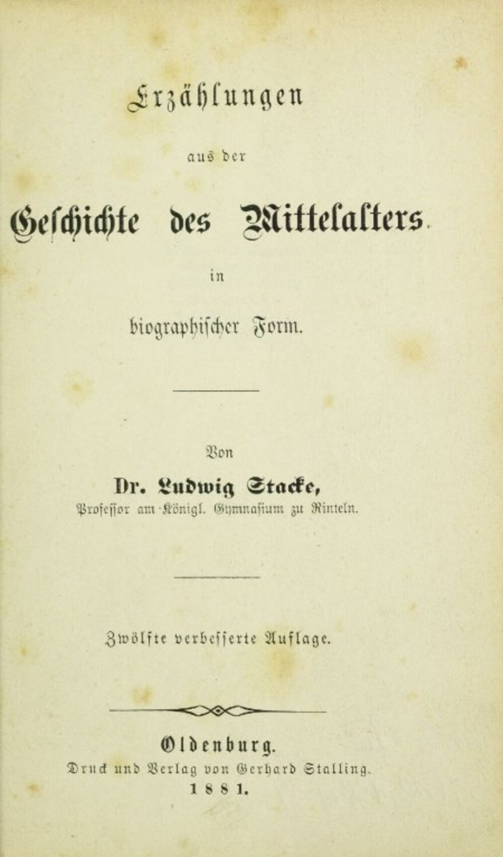 Cover für Erzählungen aus der Geschichte des Mittelalters in biographischer Form