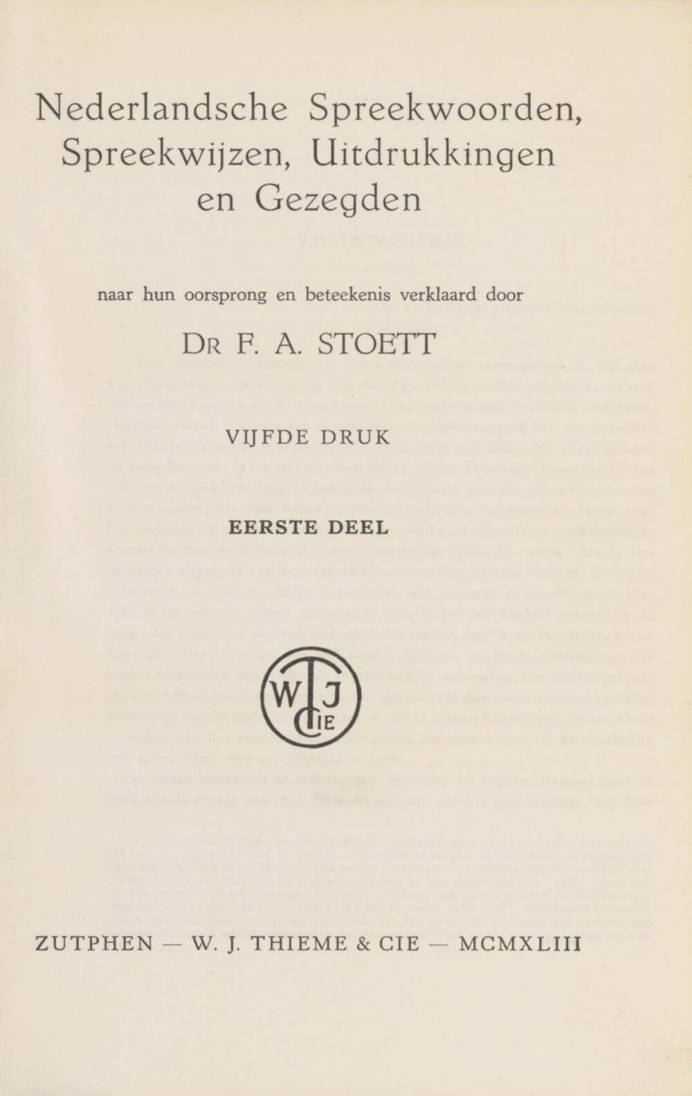 Cover für Nederlandsche spreekwoorden, spreekwijzen, uitdrukkingen en gezegden