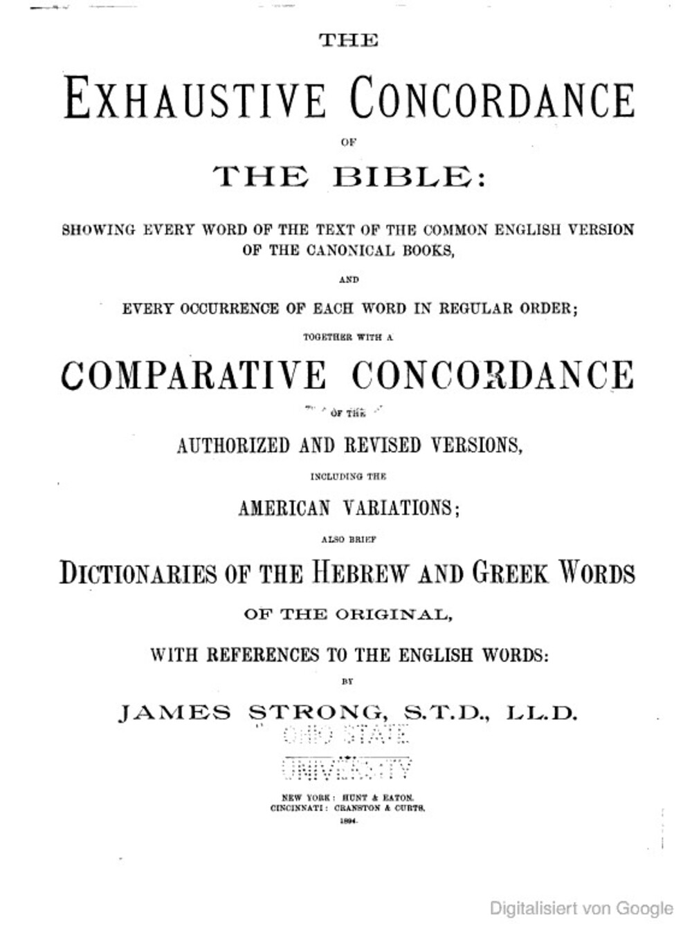 Cover für The exhaustive concordance of the Bible