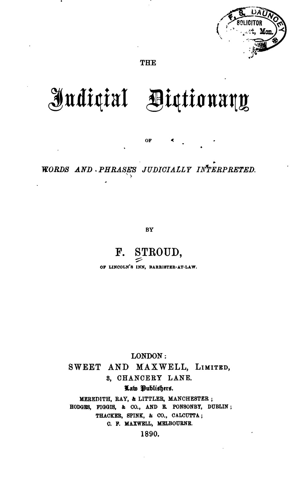 Cover für The judicial dictionary