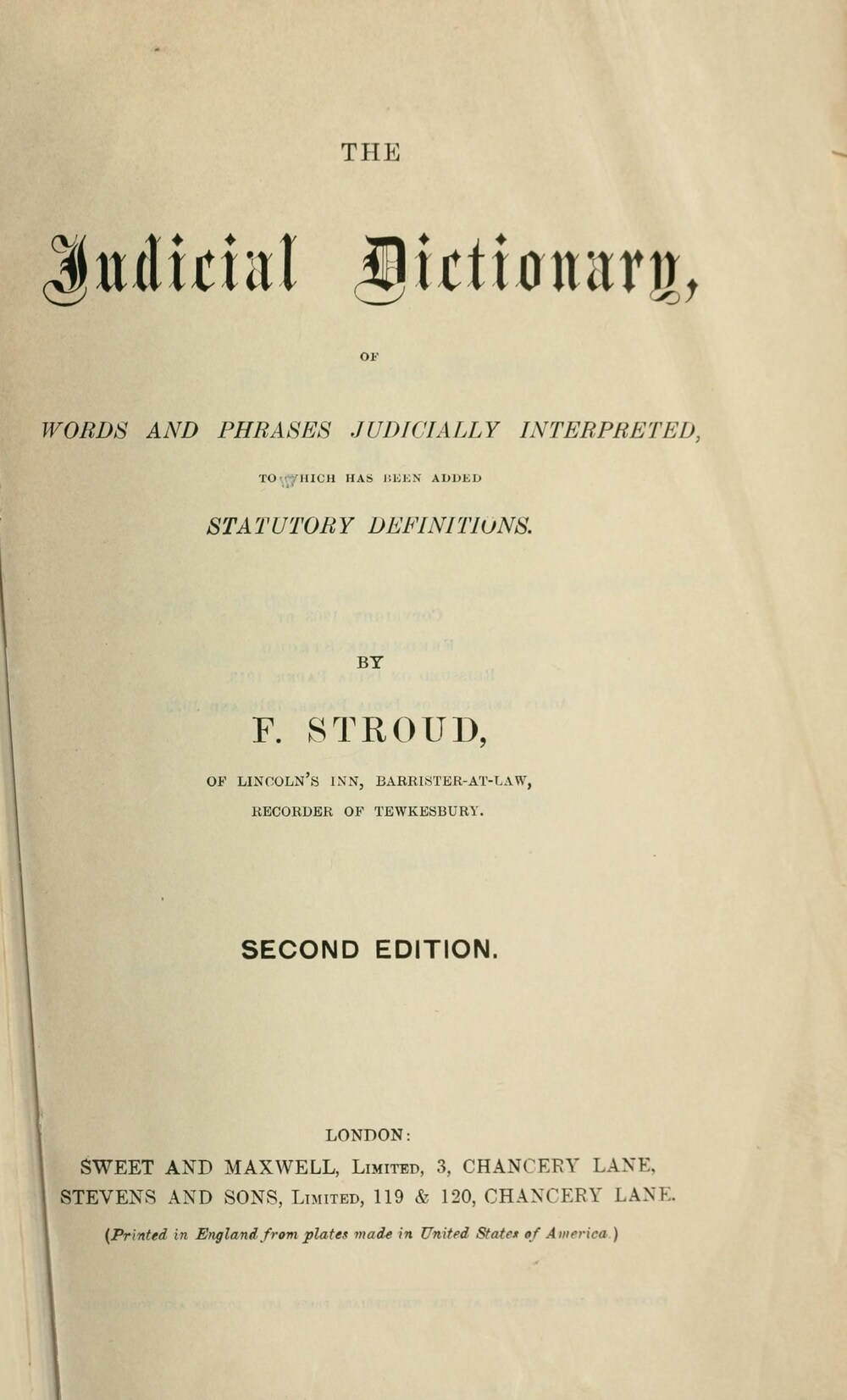 Cover für The judicial dictionary