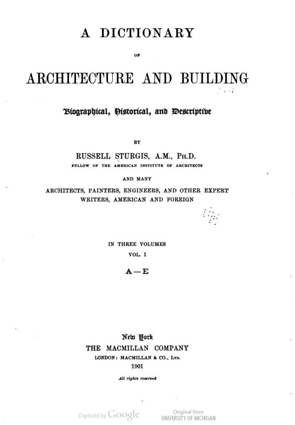 Cover für A dictionary of architecture and building