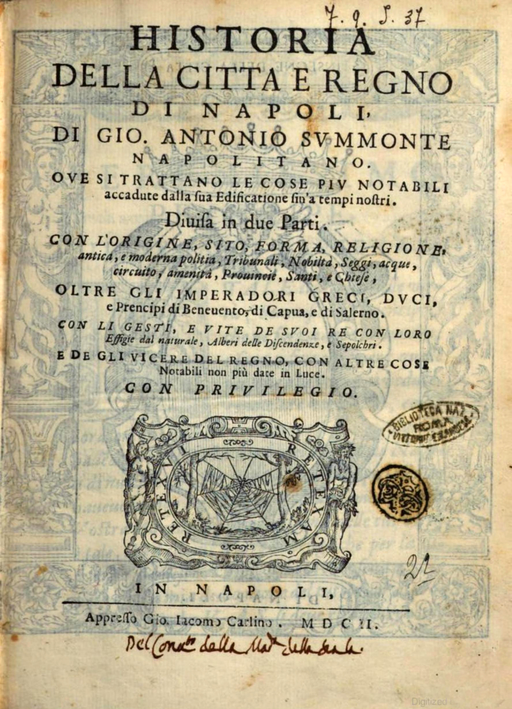 Cover für Historia della citta e regno di Napoli