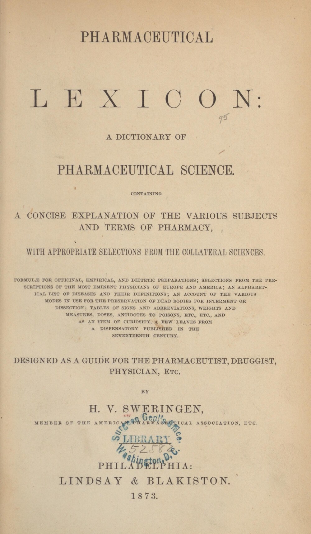 Cover für Pharmaceutical lexicon
