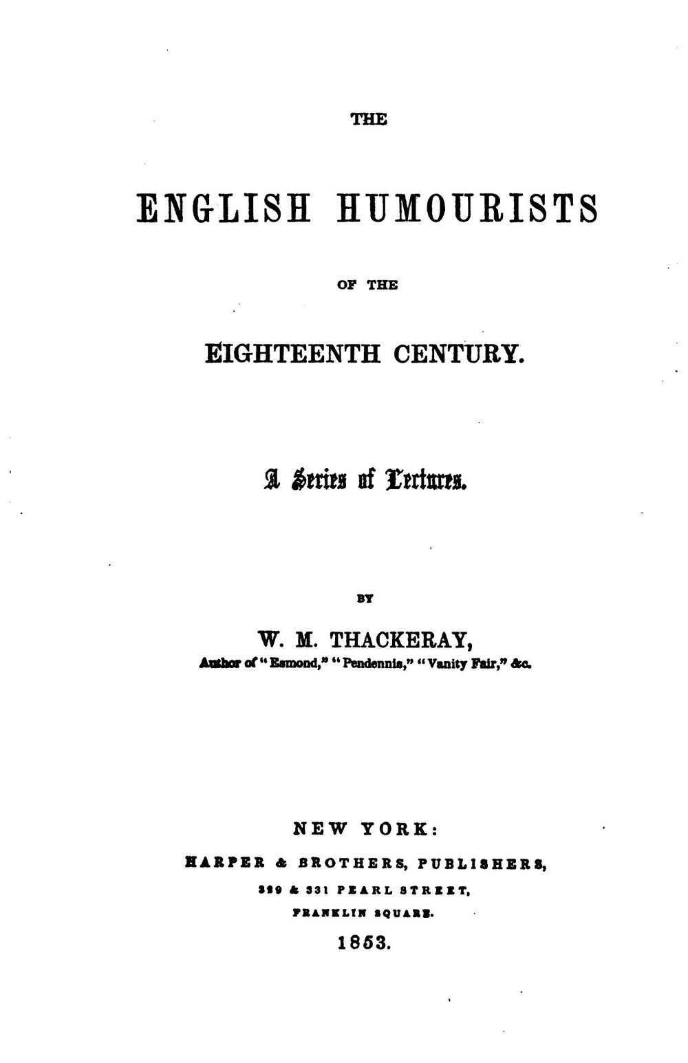 Cover für The English humourists of the eighteenth century