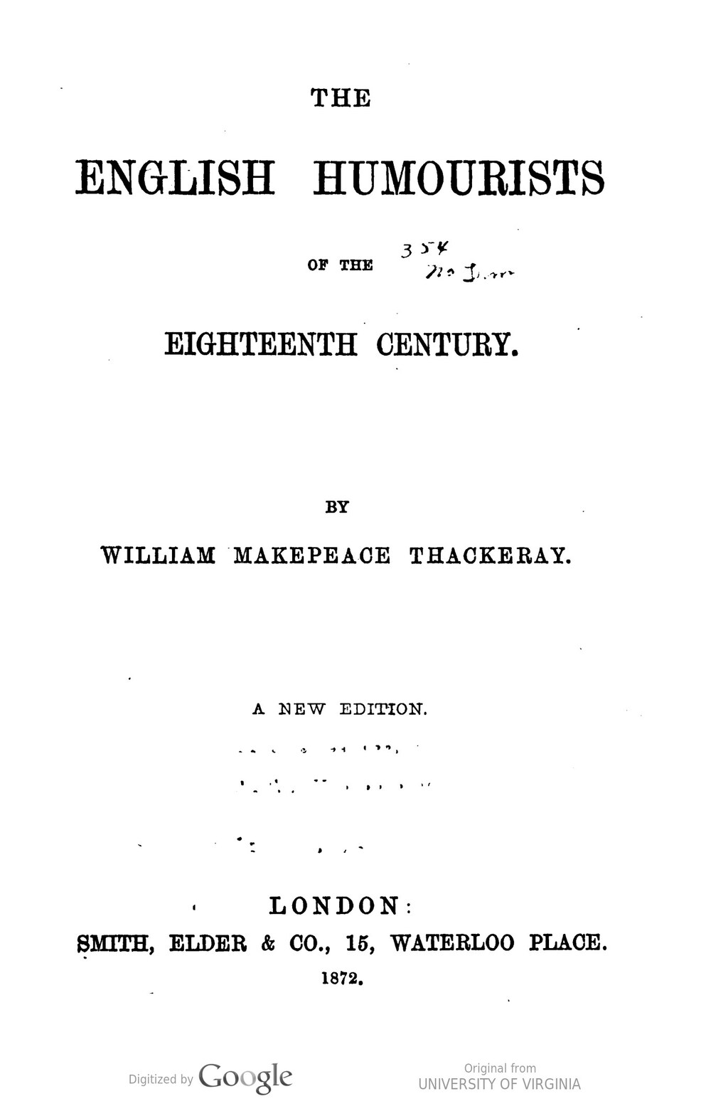 Cover für The English humourists of the eighteenth century