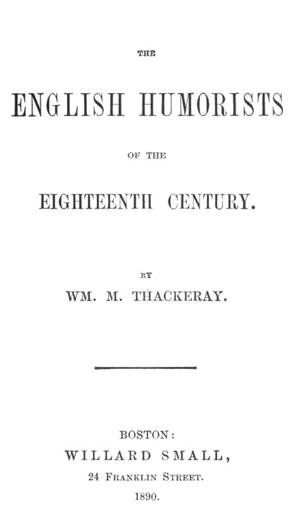Cover für The English humorists of the eighteenth century