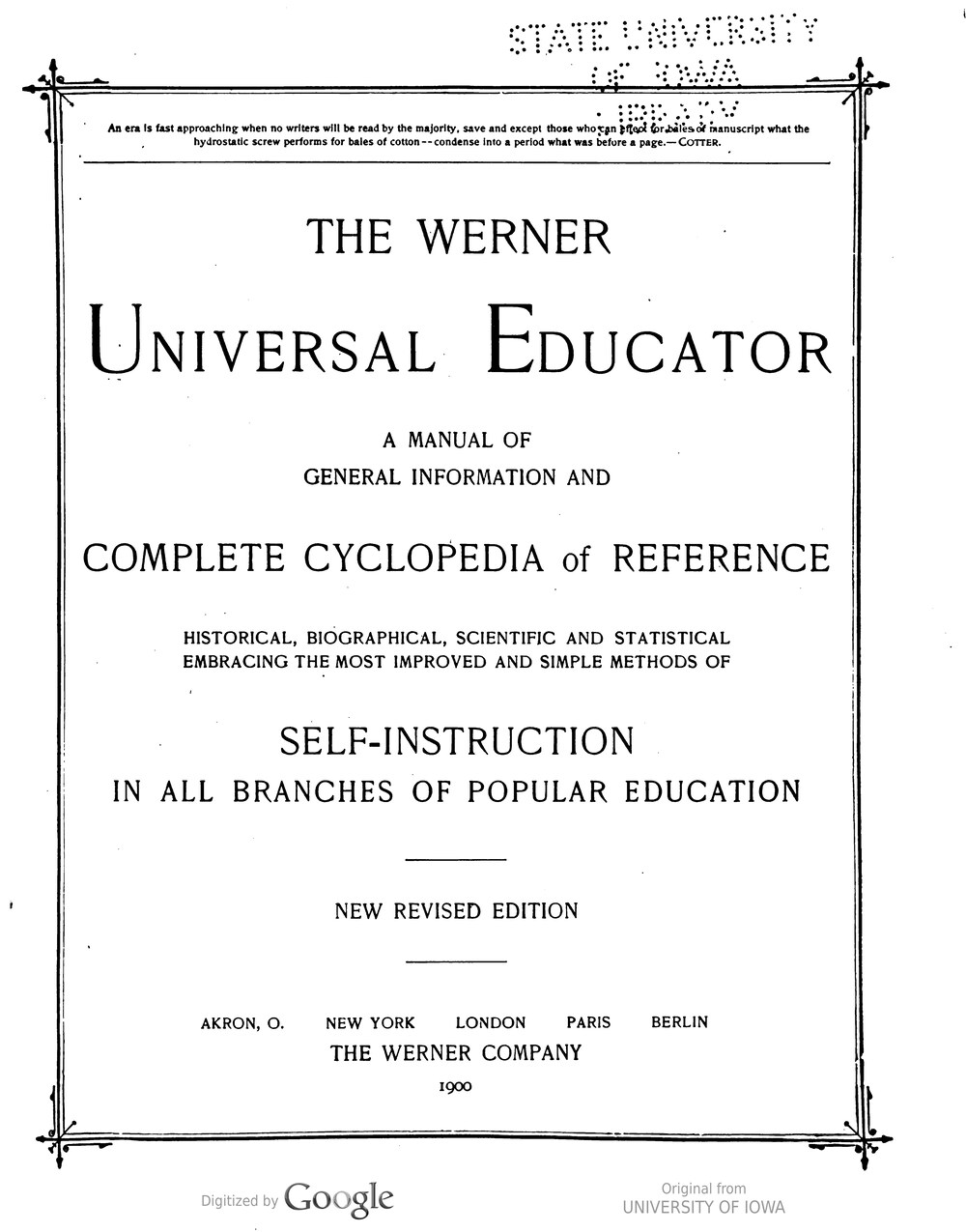Cover für The Werner universal educator