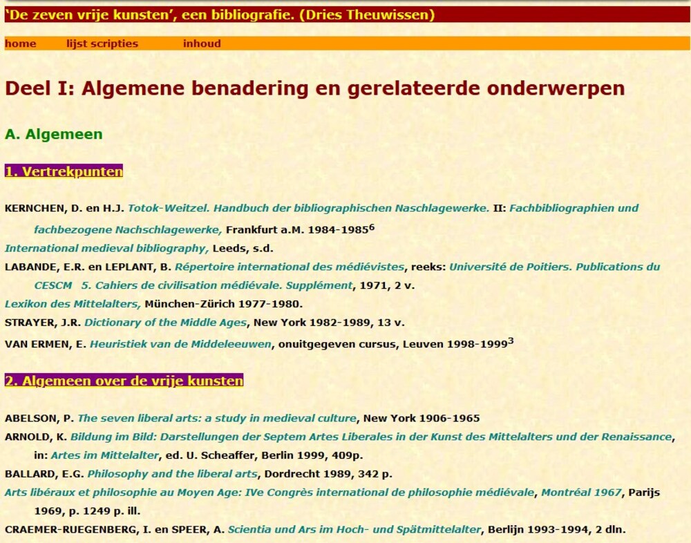 Cover für ‘De zeven vrije kunsten’, een bibliografie