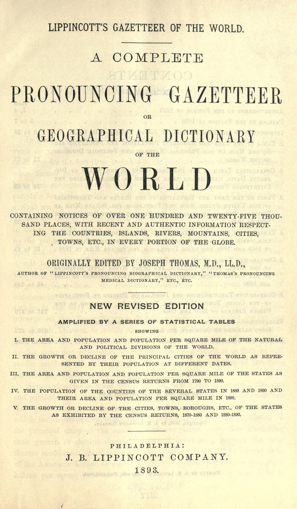 Cover für Lippincott's gazetteer of the world