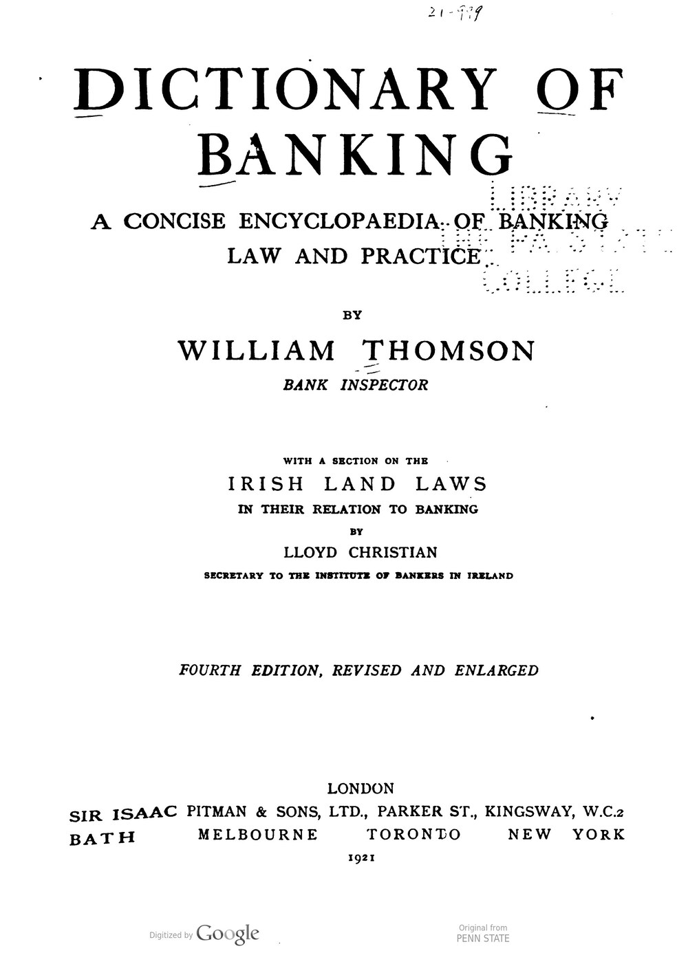 Cover für Dictionary of banking