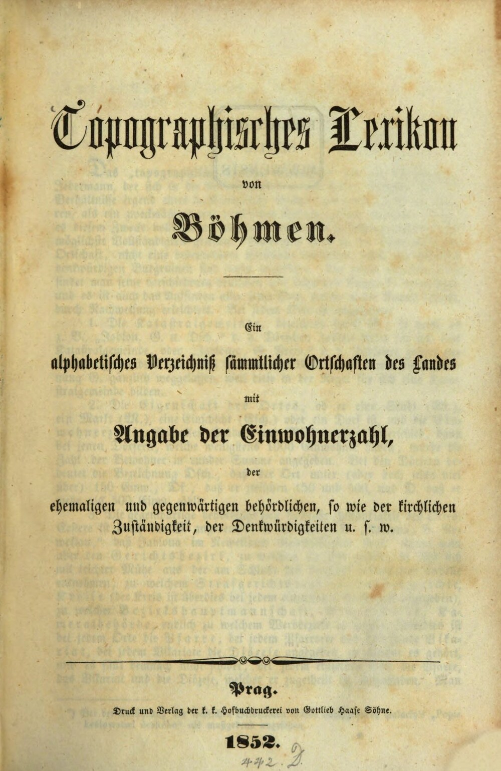 Cover für Topographisches Lexikon von Böhmen