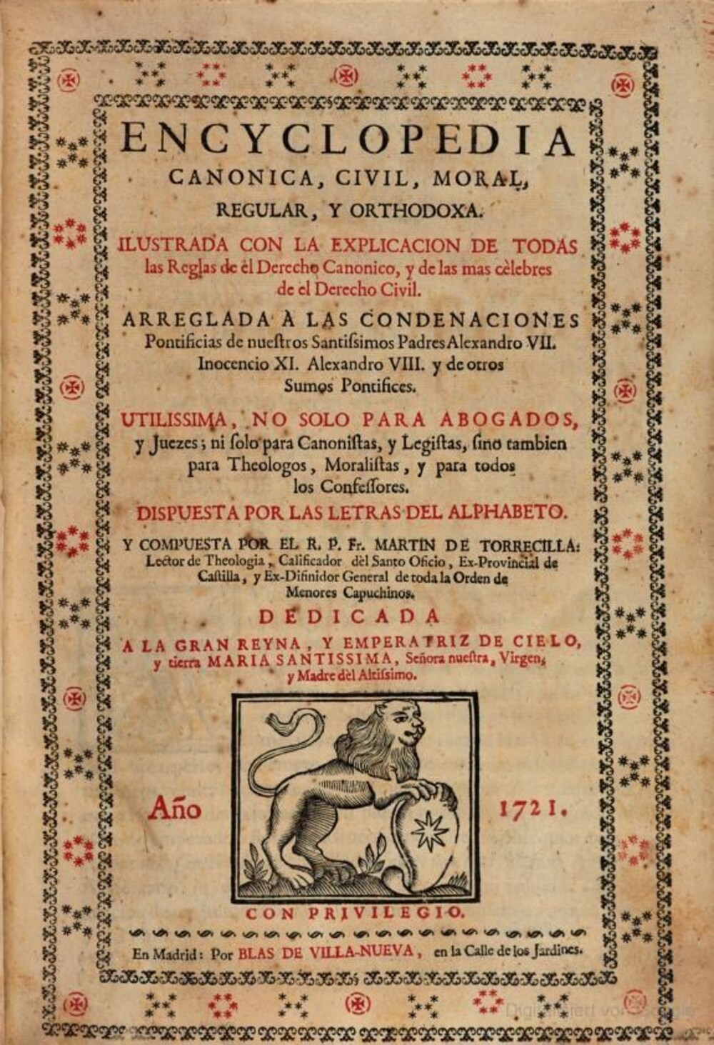 Cover für Encyclopedia canonica, civil, moral, regular y orthodoxa