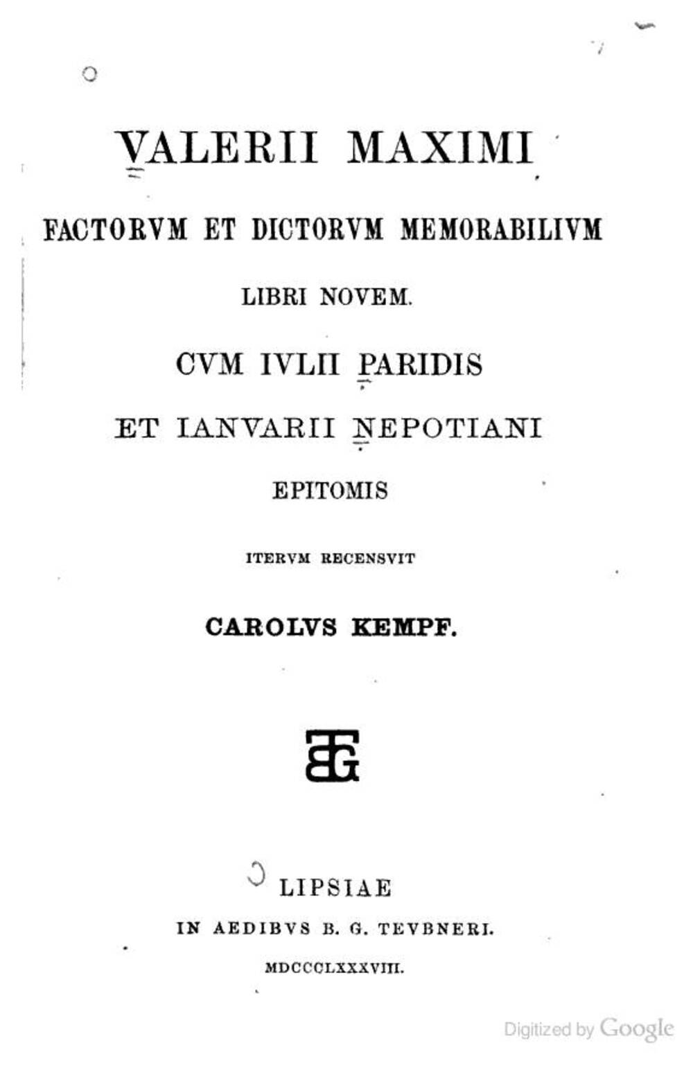 Cover für Factorum et dictorum memorabilium libri novem
