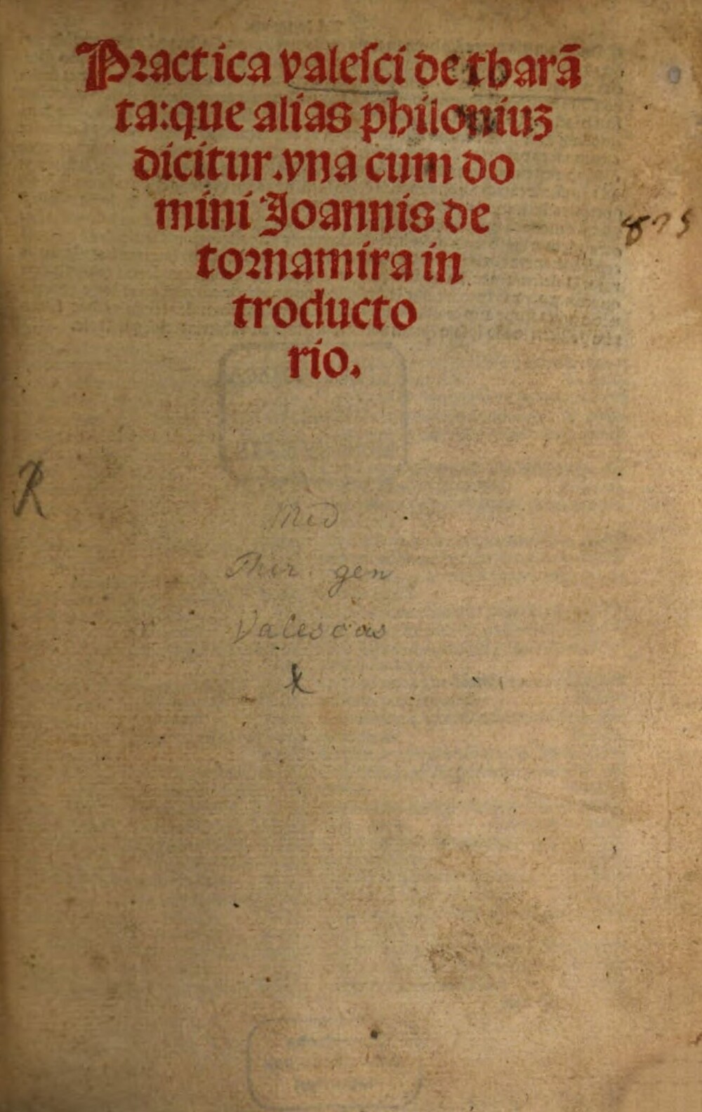 Cover für Practica Valesci de Tharanta, que alias philonium dicitur