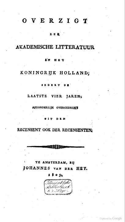 Cover für Overzigt der akademische litteratuur in het Koningrijk Holland
