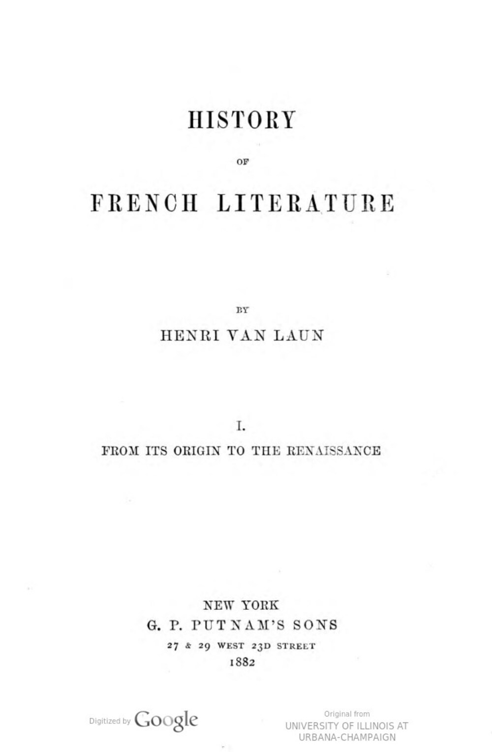 Cover für History of French literature
