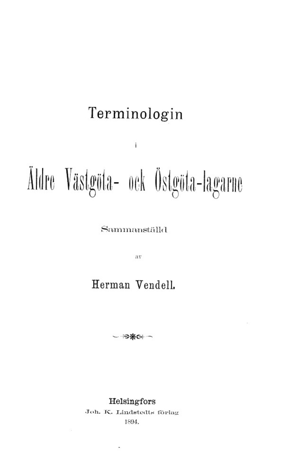 Cover für Terminologin i äldre Västgöta- och Östgöta-lagarne