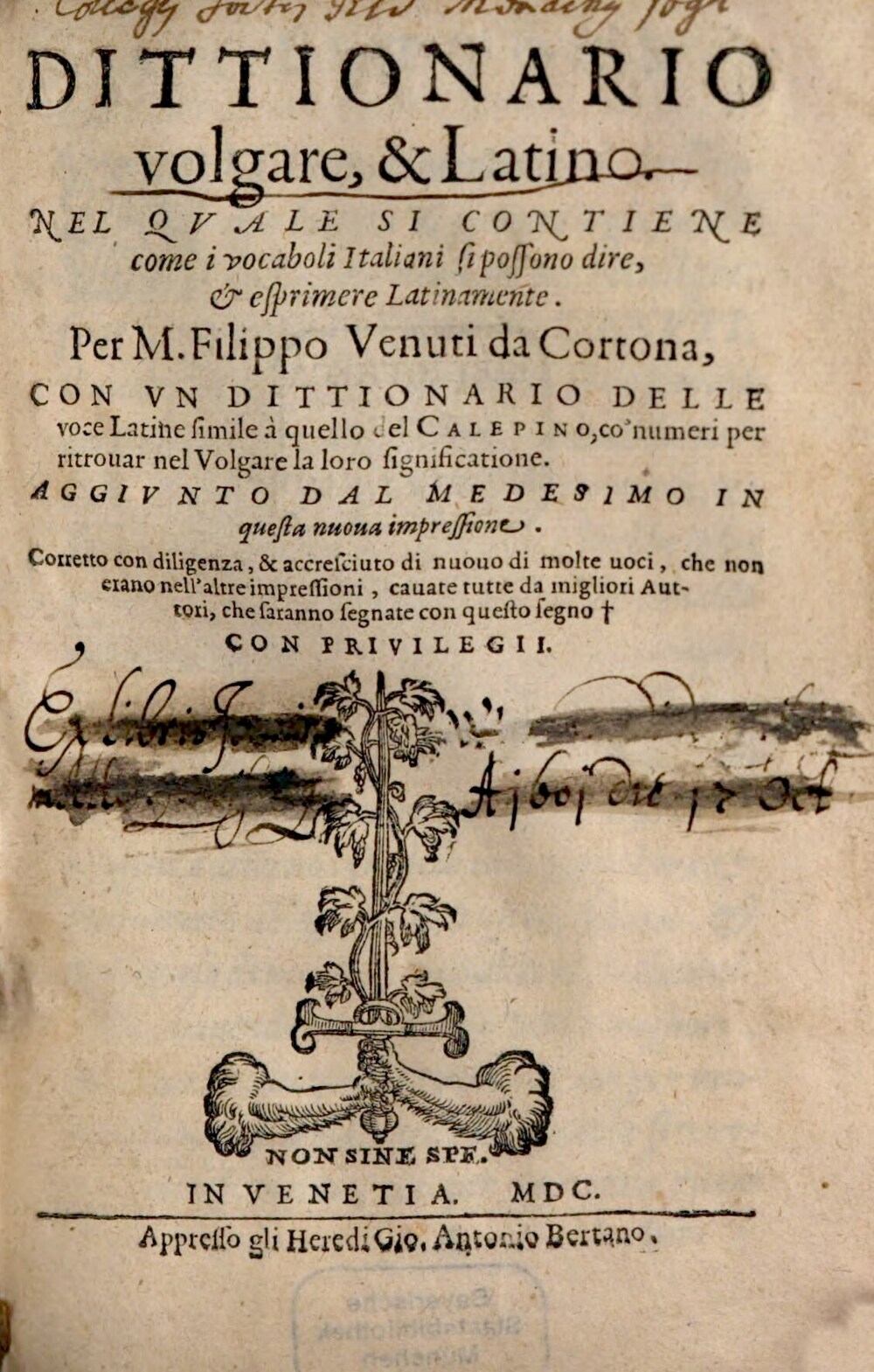 Cover für Dittionario volgare, & latino