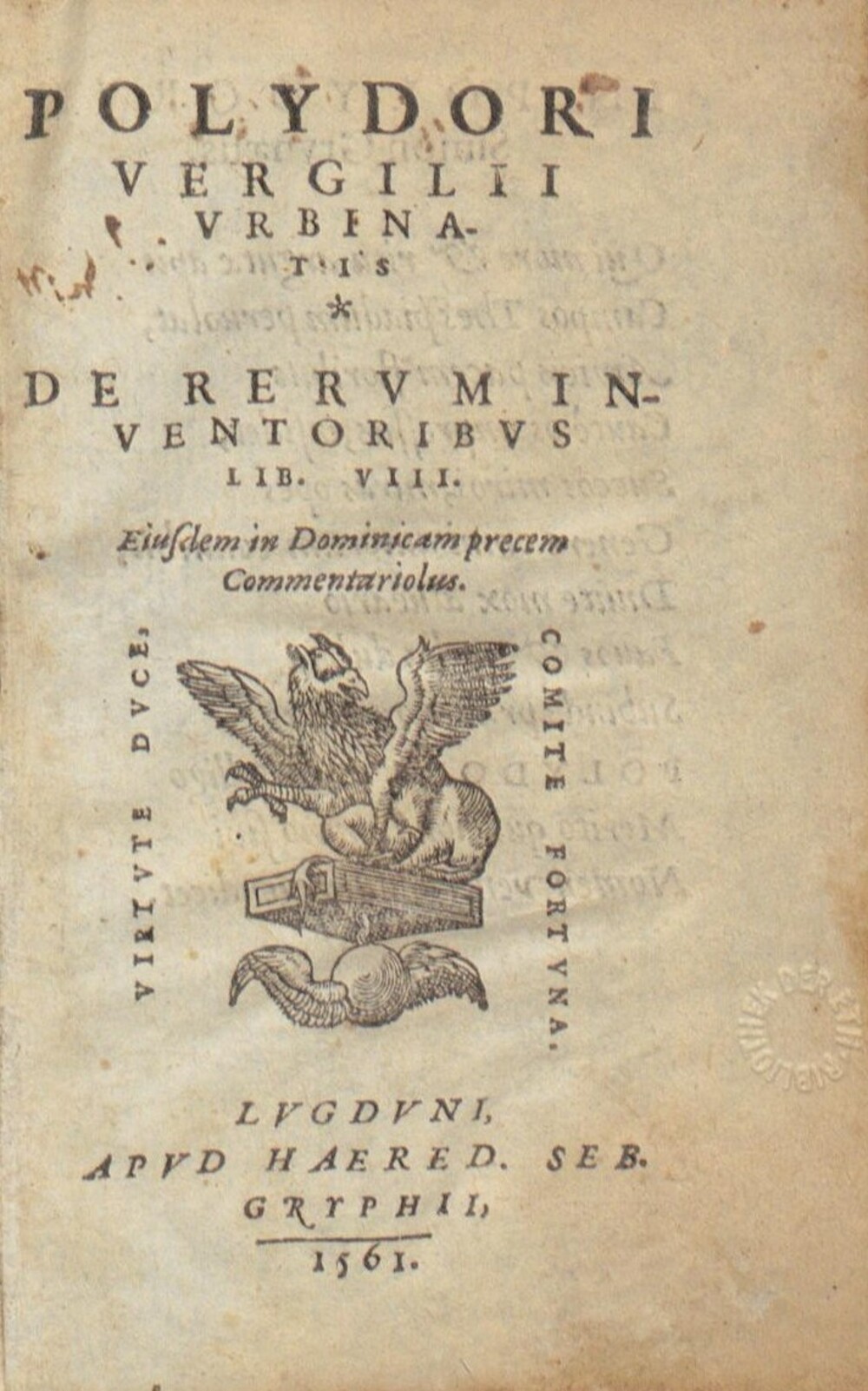 Cover für De rerum inventoribus lib. VIII