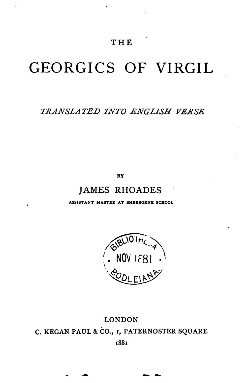Cover für The Georgics of Vergil
