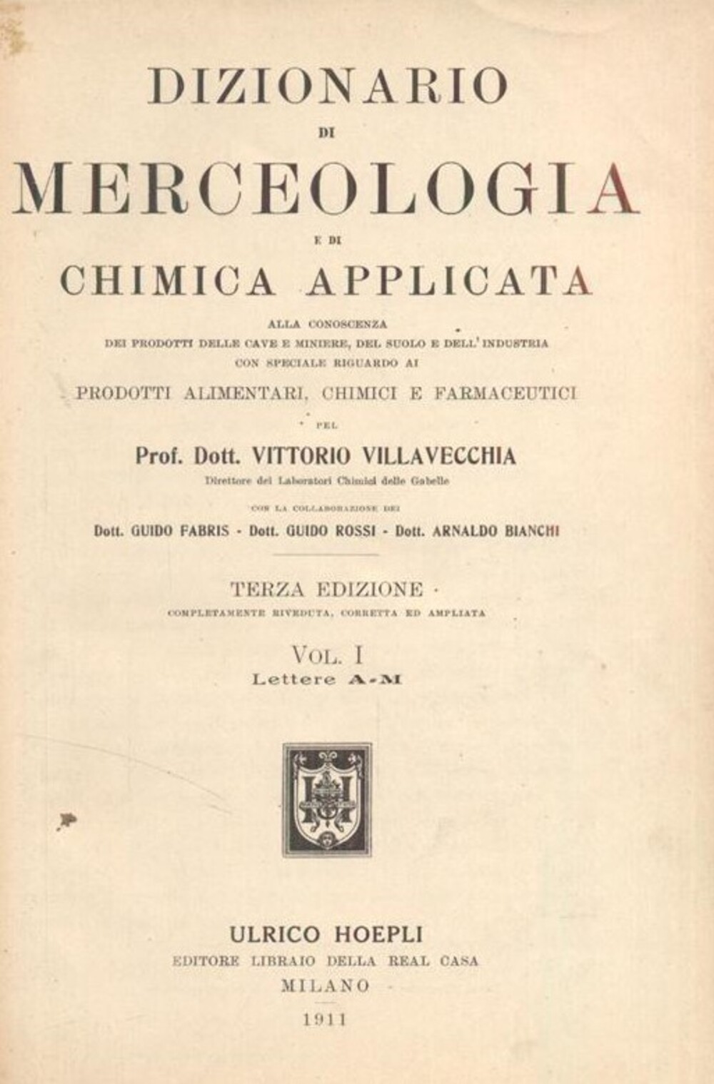 Cover für Dizionario di merciologia e di chimica applicata
