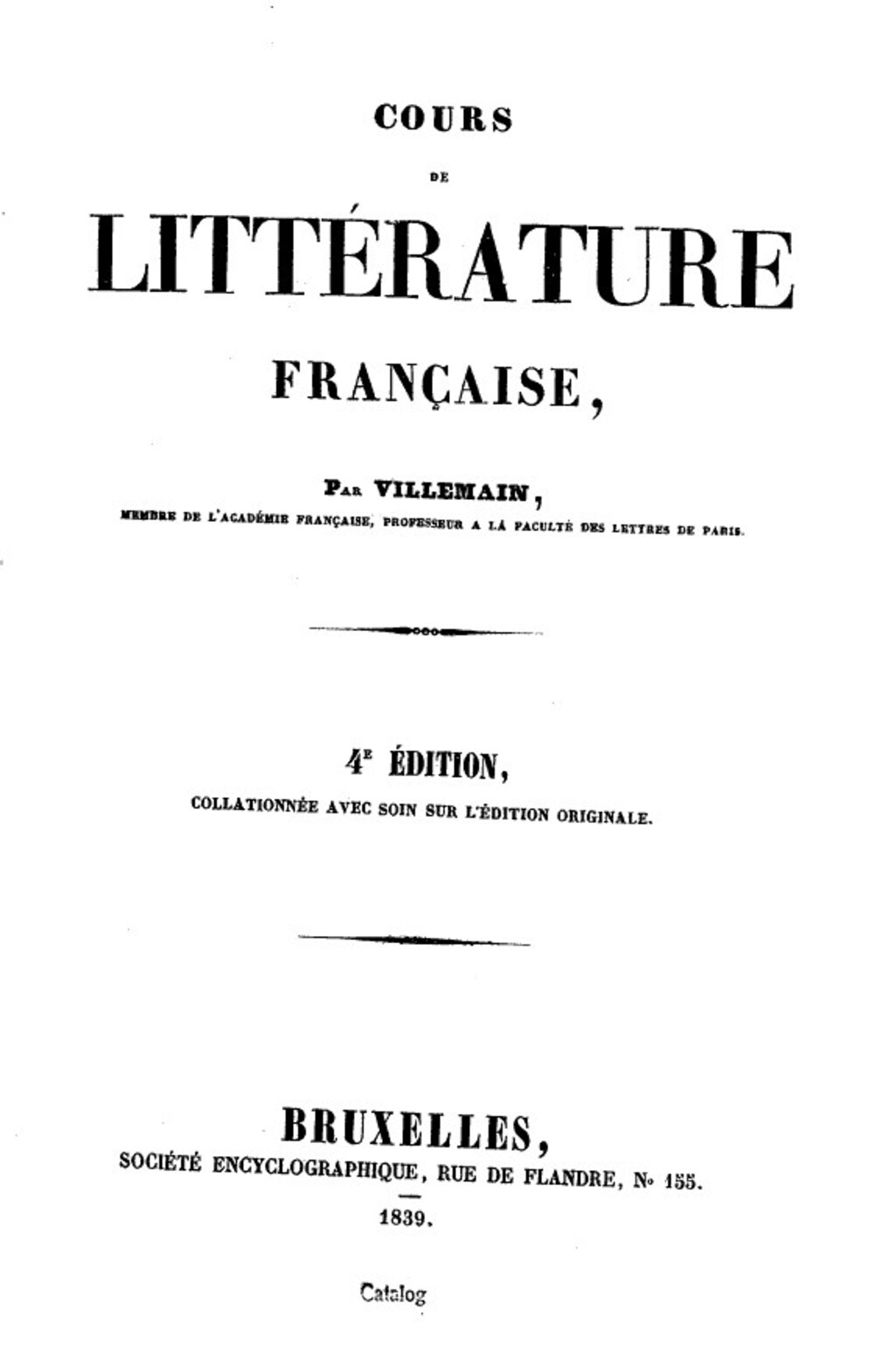 Cover für Cours de littérature française