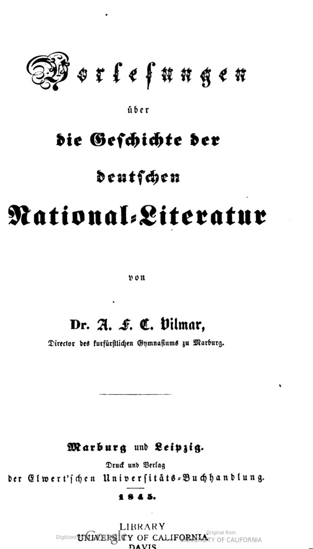 Cover für Vorlesungen über die Geschichte der deutschen National-Literatur