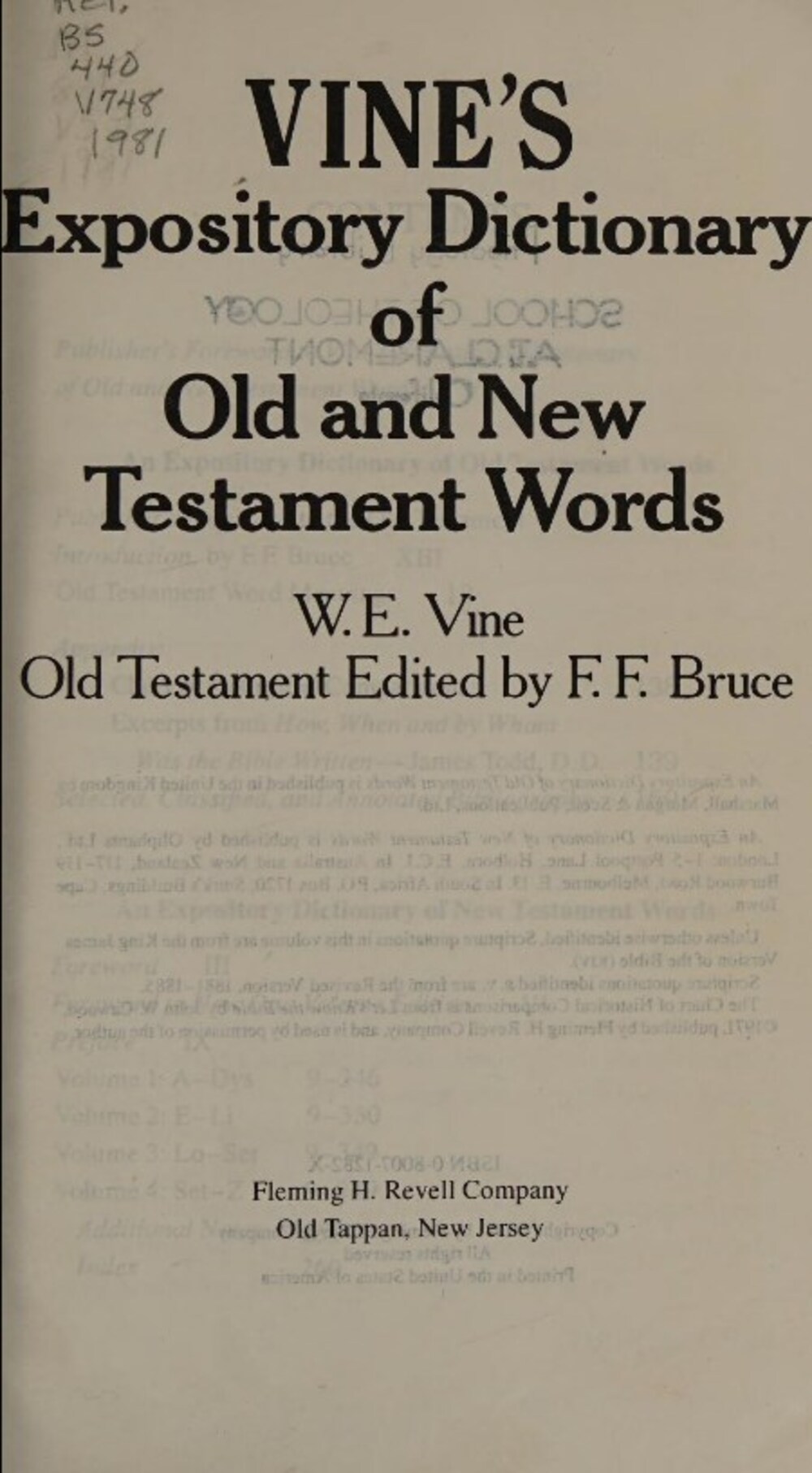 Cover für Vine's expository dictionary of old and new testament words