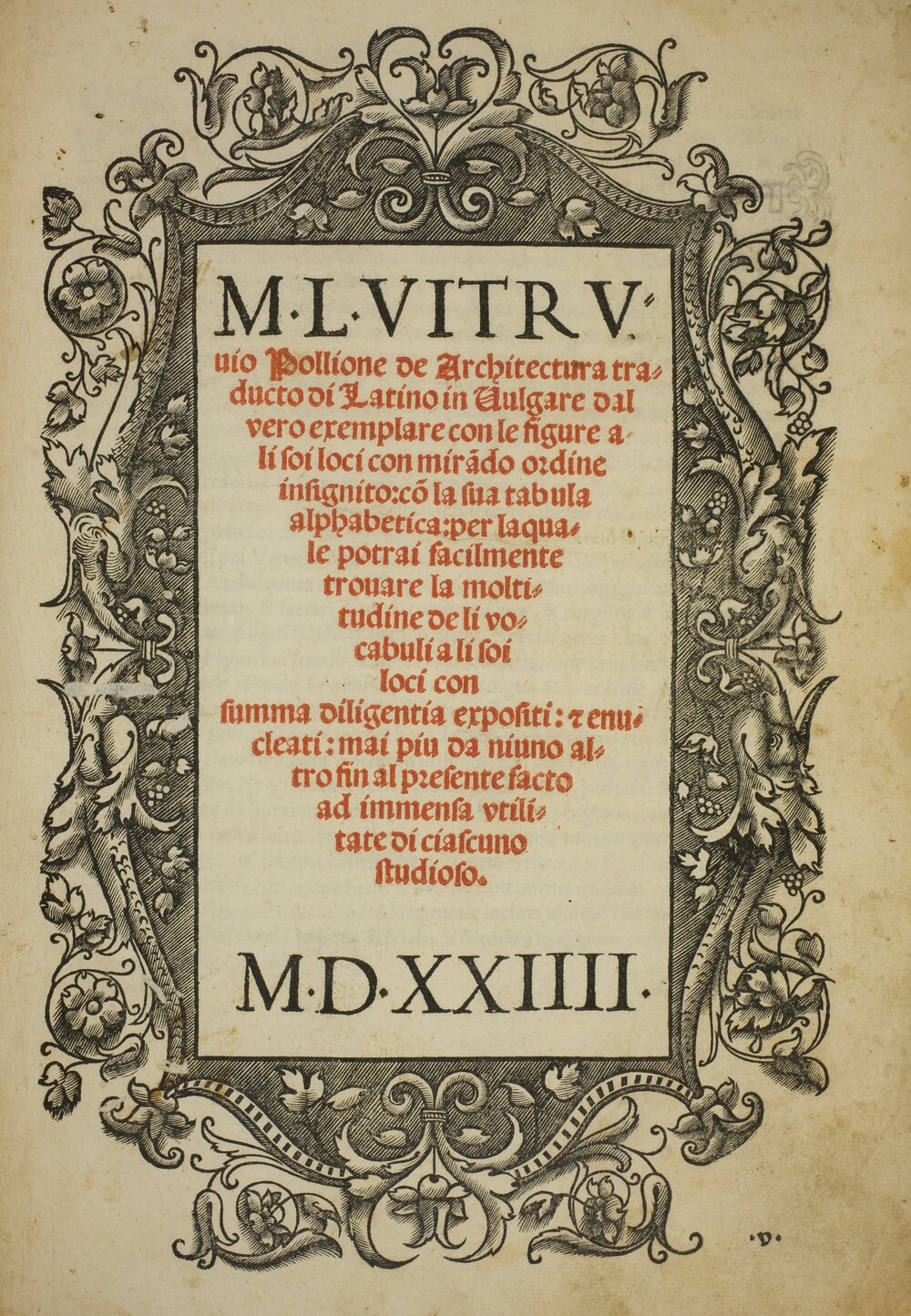 Cover für De architectura traducto di Latino in vulgare dal vero exemplare con le figure a li soi loci con mirando ordine insignito