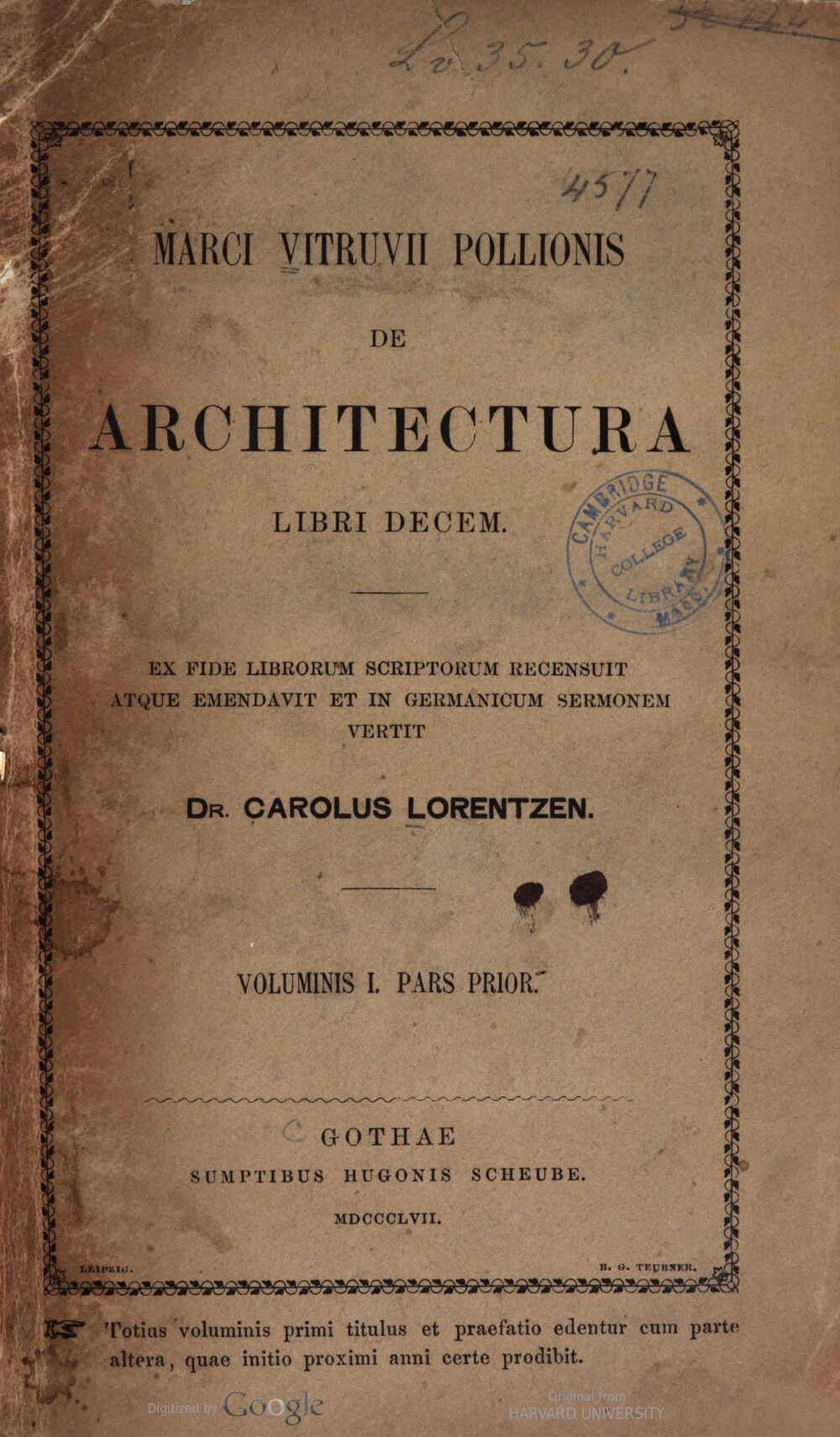 Cover für De architectura libri decem