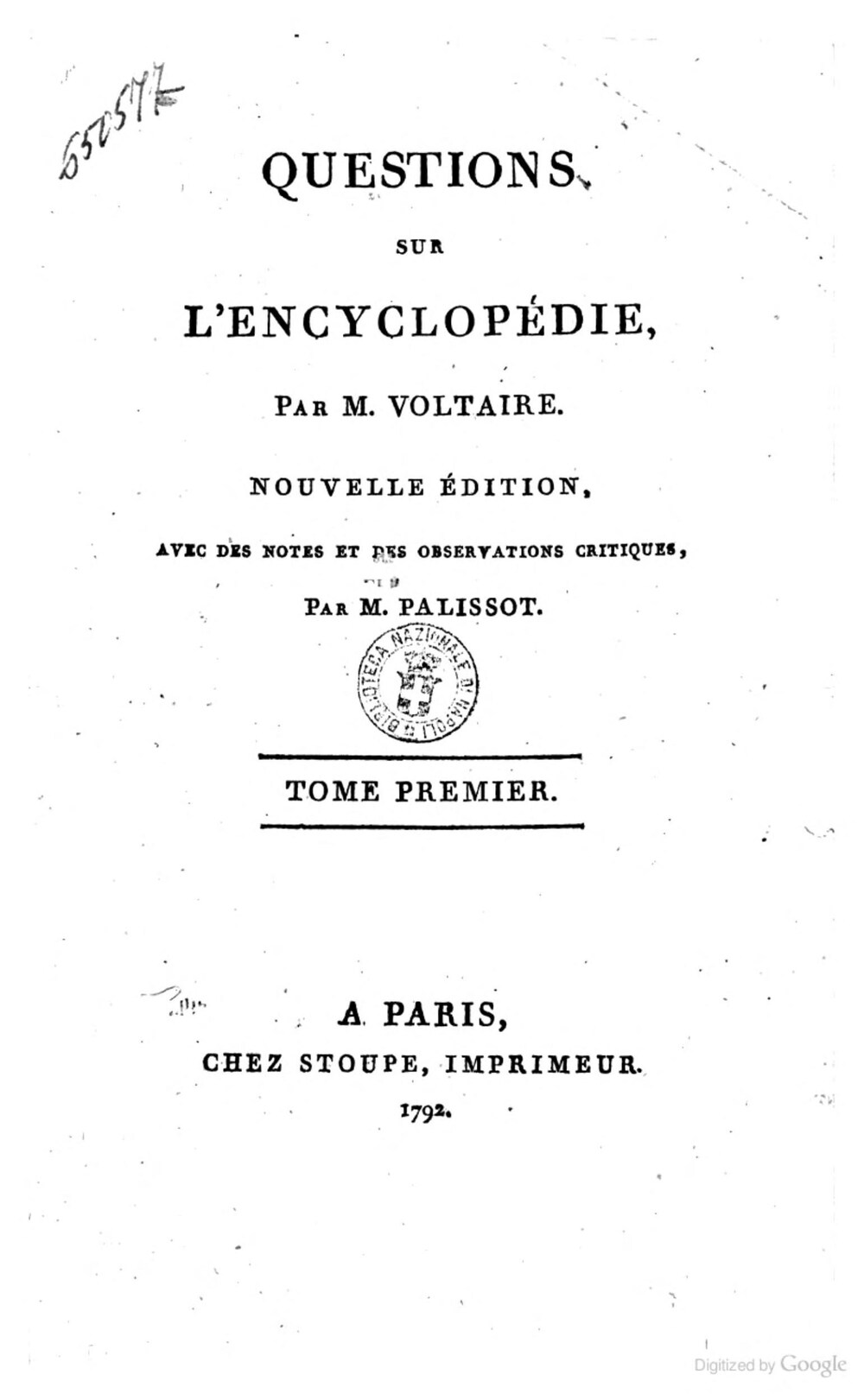 Cover für Questions sur l'Encyclopédie