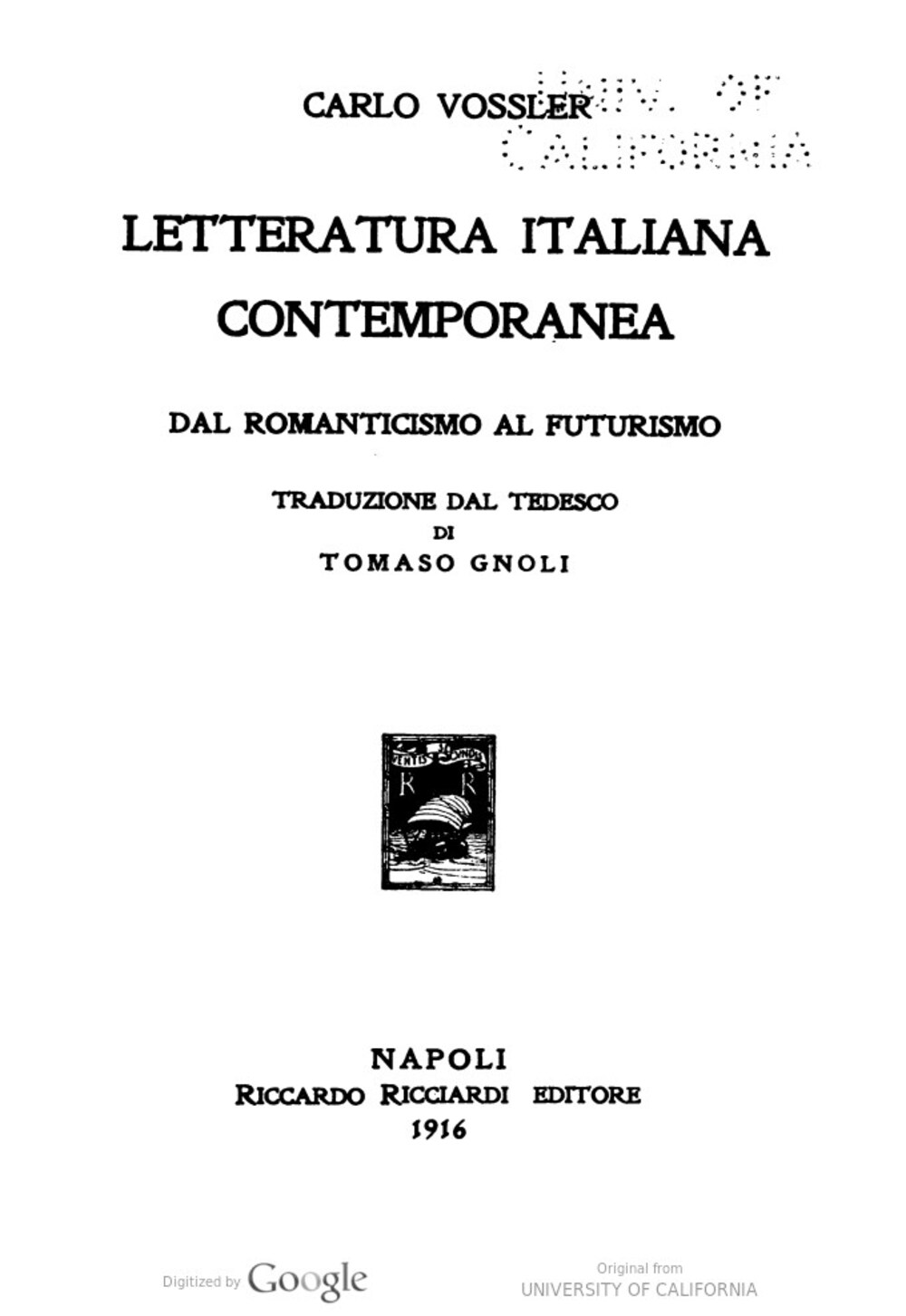 Cover für Letteratura italiana contemporanea