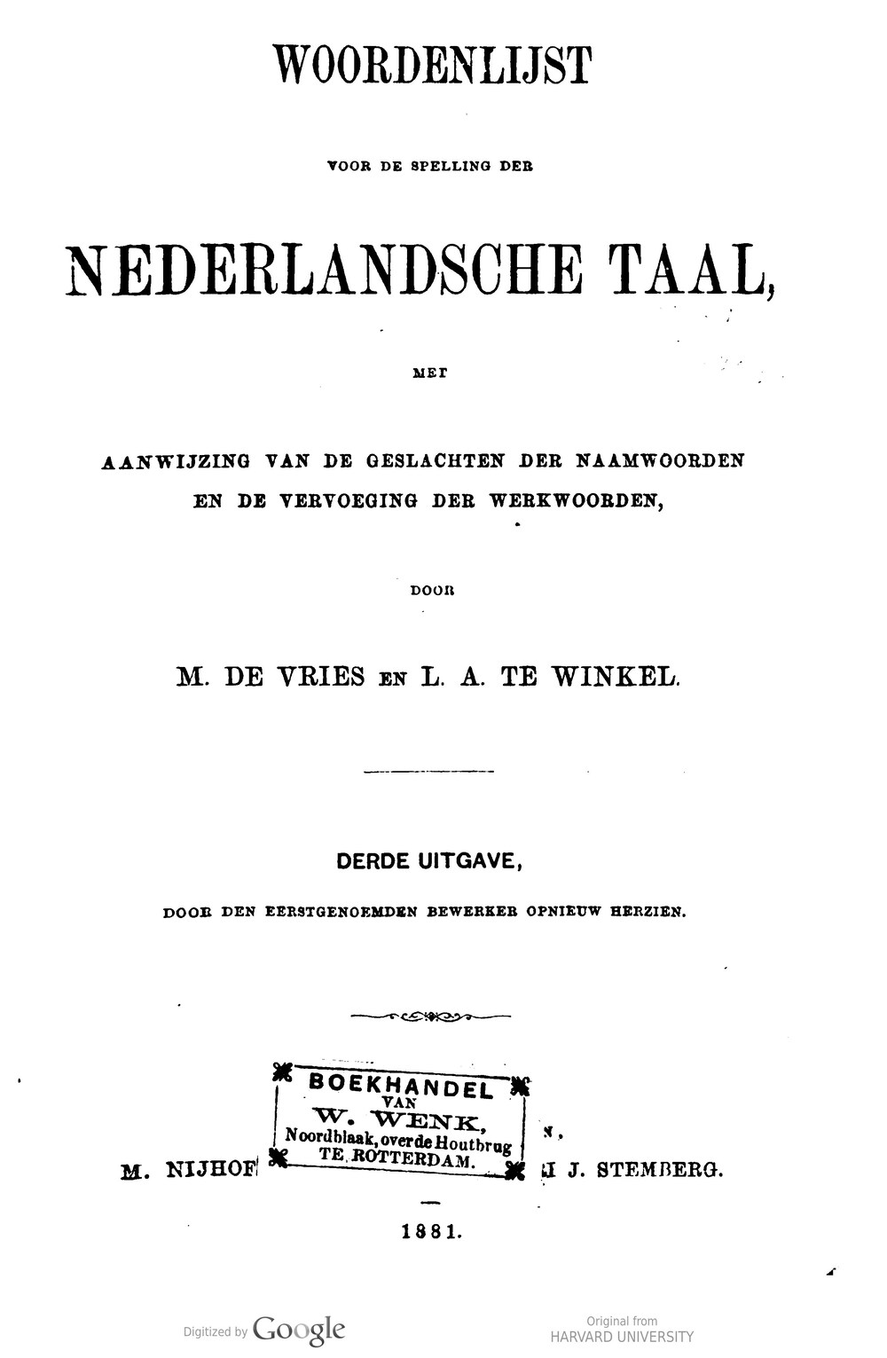 Cover für Woordenlijst voor de spelling der nederlandsche taal